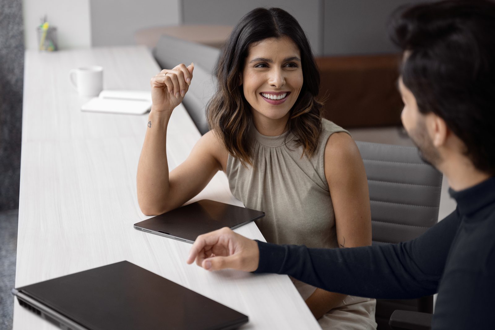 Business owners discussing term loan options