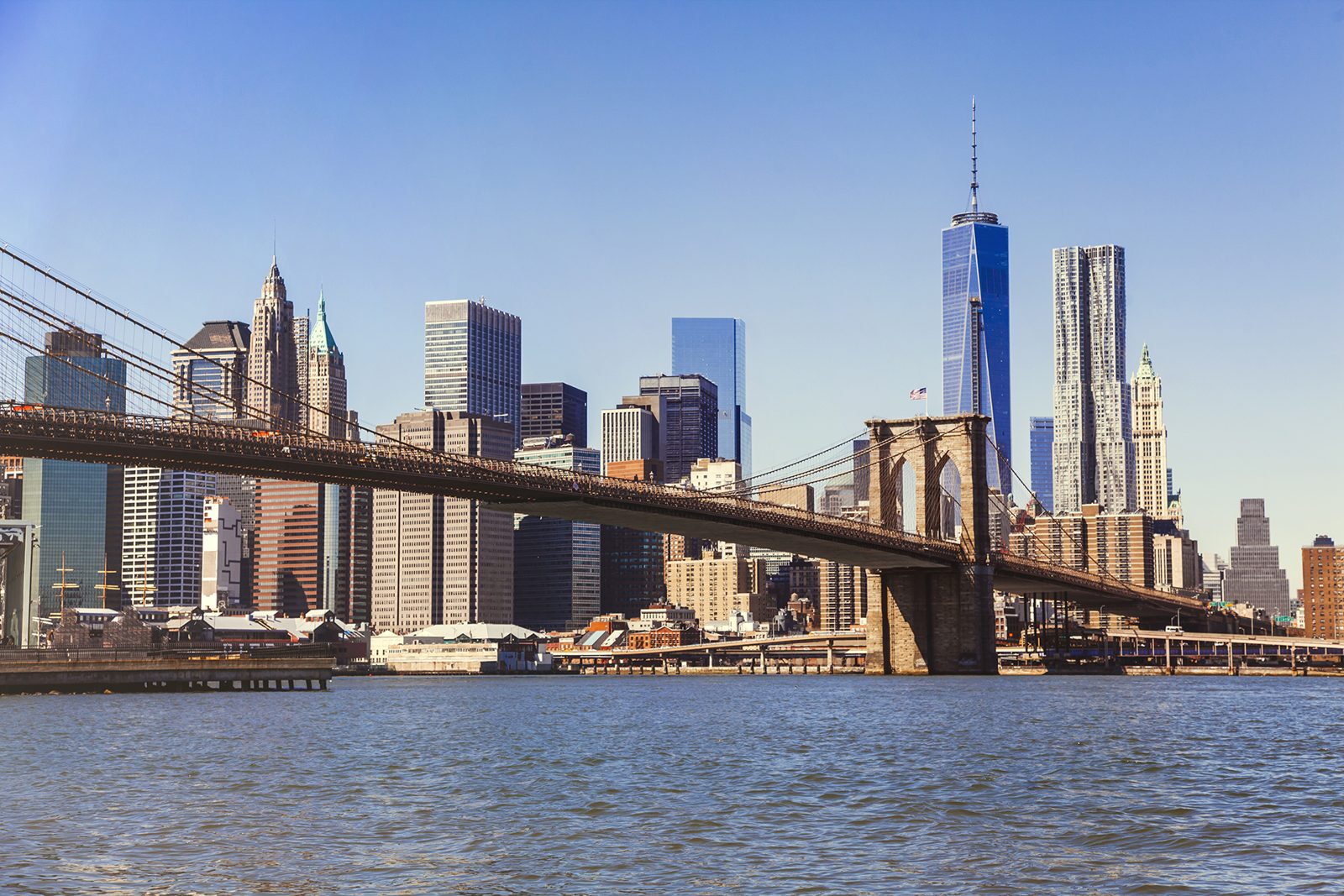 NYC skyline Brooklyn Bridge hero