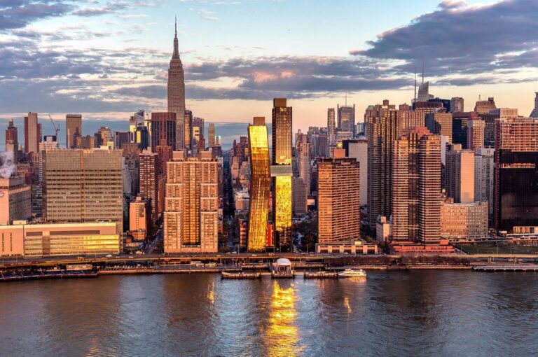 Manhattan skyline sunset