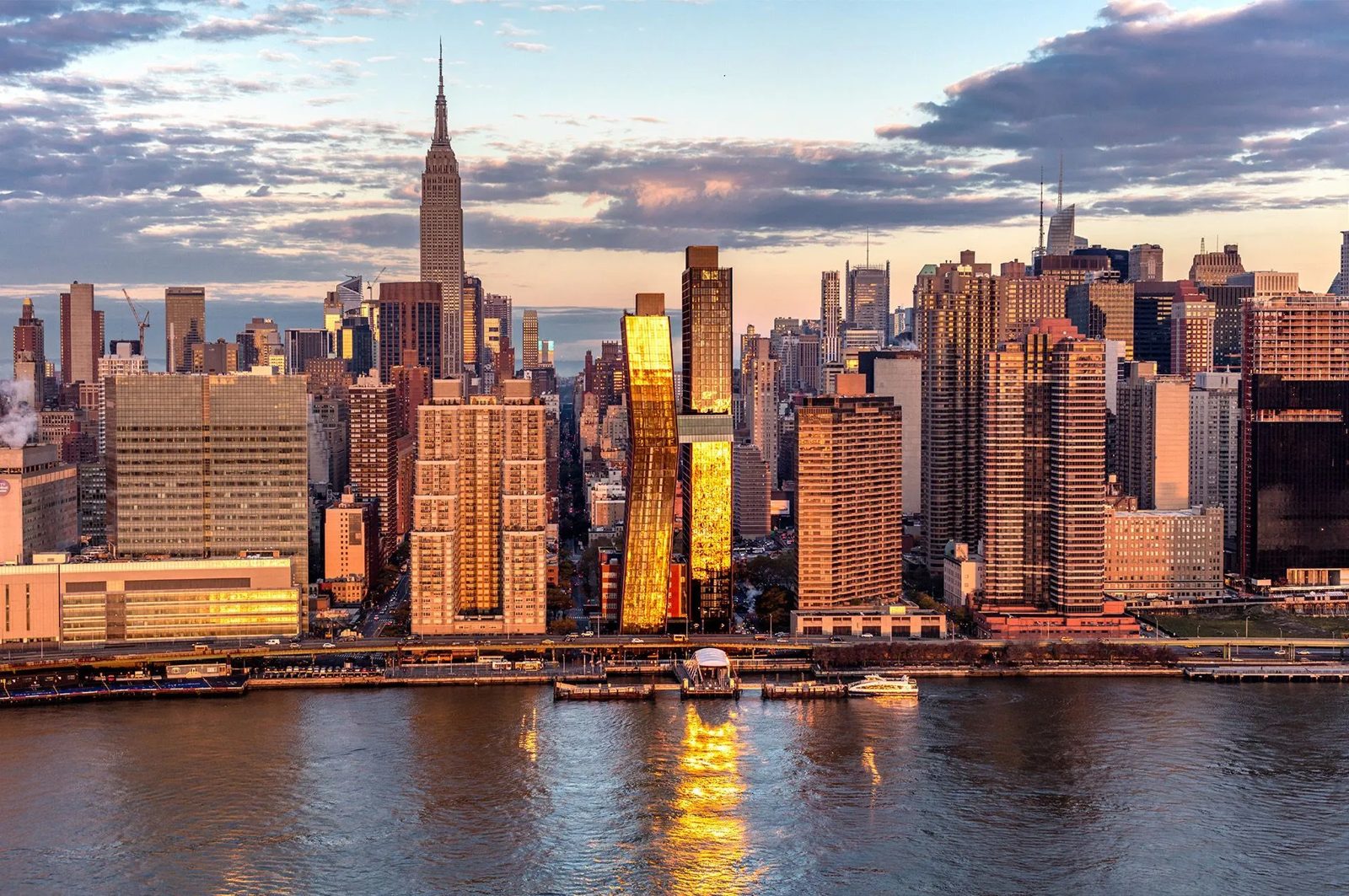 Manhattan skyline sunset
